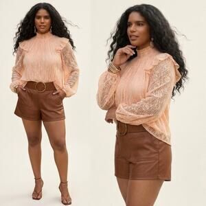 Anthropologie Porridge Sheer Lace Blouse XL Romantic Victorian Regency Core Poet